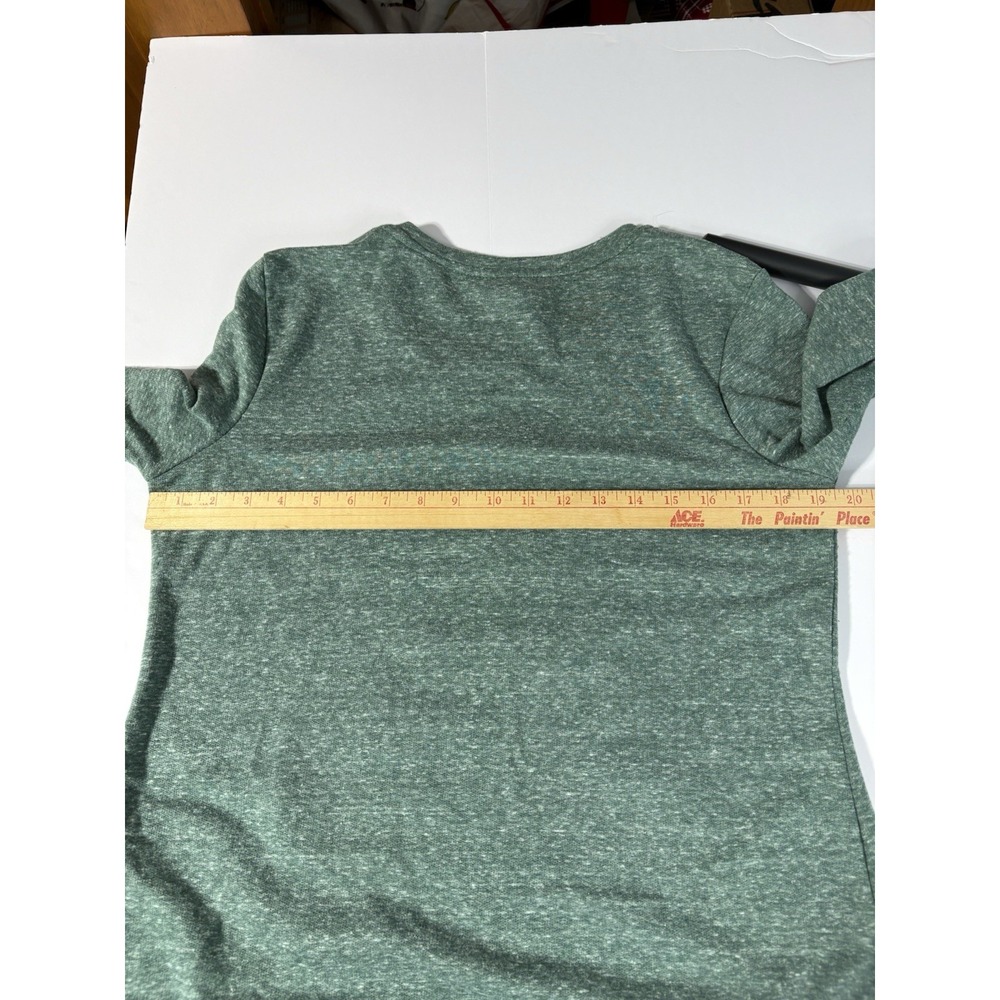 Women's Christmas Tree Long Sleeve Tshirt Green Silver Small Holiday Top - Picture 10 of 13